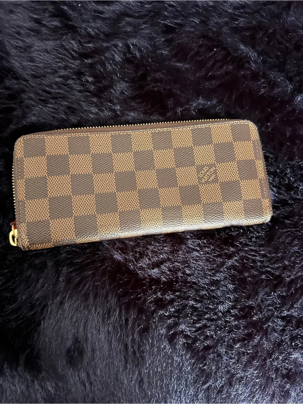 Brown Checkered Zip-Around Women's Wallet